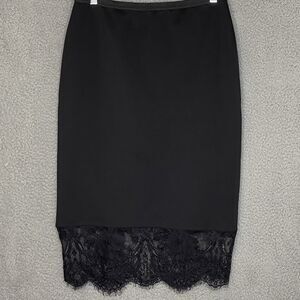 Dark Fairy Black Stretch WhimsiGoth Skirt Lace Midi Skirt size Large Layer